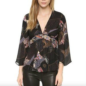 100% Silk Elizabeth and James Maura Floral V Neck Blouse size S